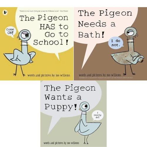 Combo Pigeon Has to go to School + Needs a Bath + Wants a Puppy (3 Libros) Ingles