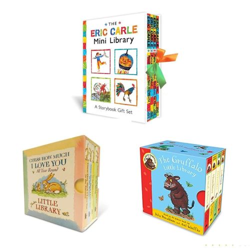 Combo Eric Carl Mini Library + Guess How Much I Love You + Gruffalo Little Library (3 libros) Ingles